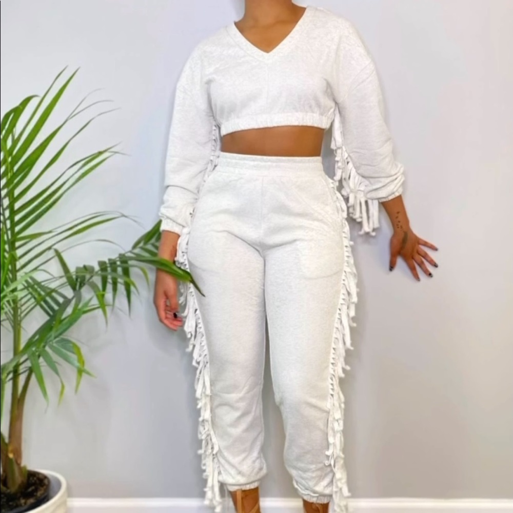 SOLD Fringe Sweat Suit Set